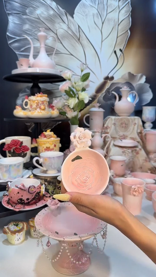 咖**块意陶创意设计款陶瓷玫瑰花豆勺