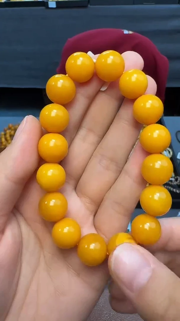 手链琥珀未镶嵌天然保真蜜蜡圆珠手串