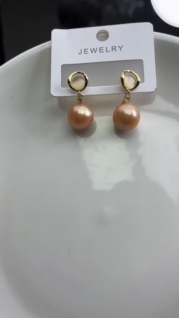 未镶嵌耳饰淡水珍珠中国红耳饰