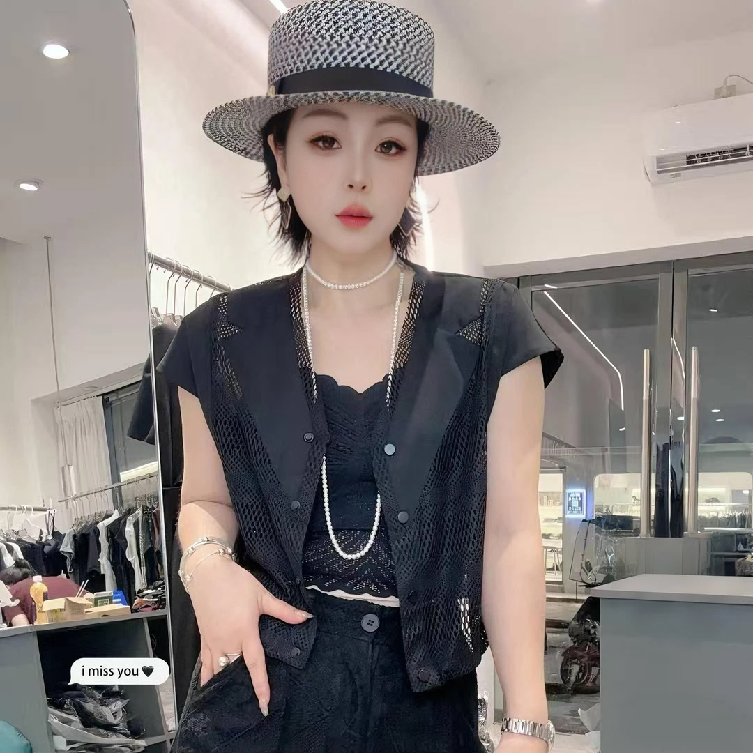 【【依尚精选】欧货性感风衬衫宽松洋气时尚气质清冷拼接网衫轻奢