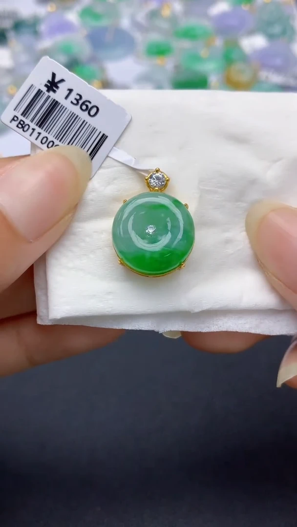 颈饰银S925镶嵌翡翠天然缅甸a货翡翠百元以上9元证书费自理