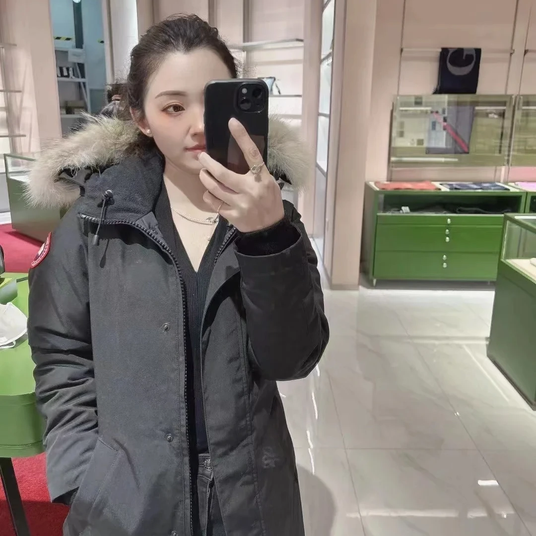 95新 CANADA GOOSE 2411147/S/Victoria可拆卸毛领兜帽羽绒服/1.2
