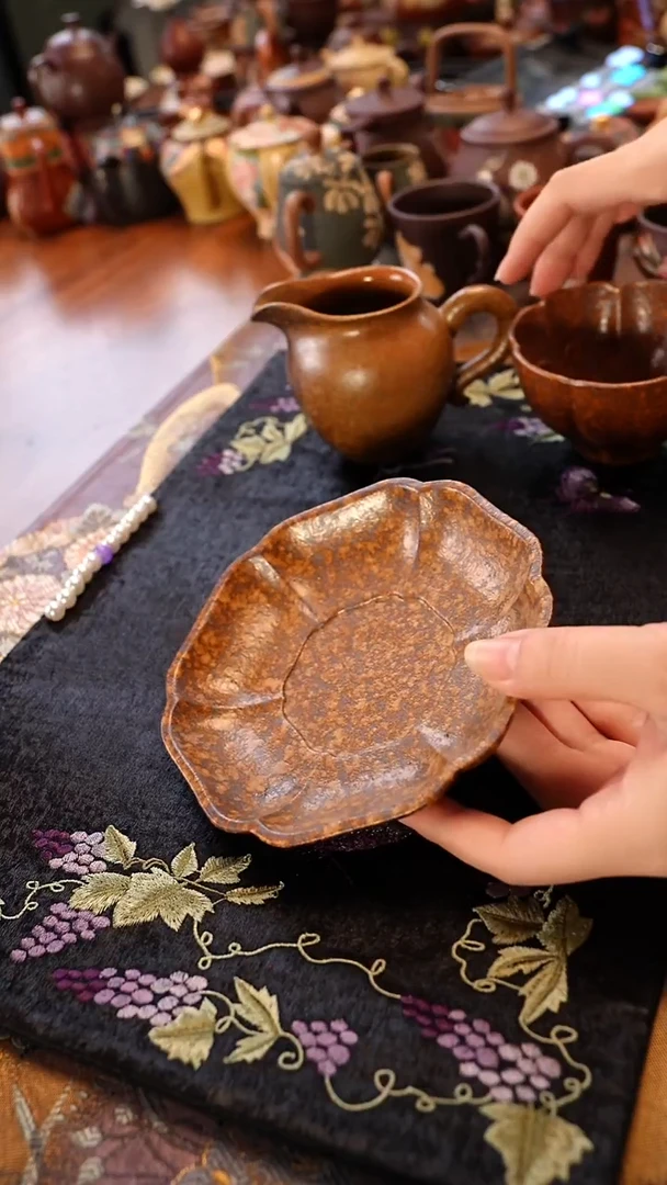 茶杯紫砂宜兴紫砂 段泥柴烧壶承杯垫