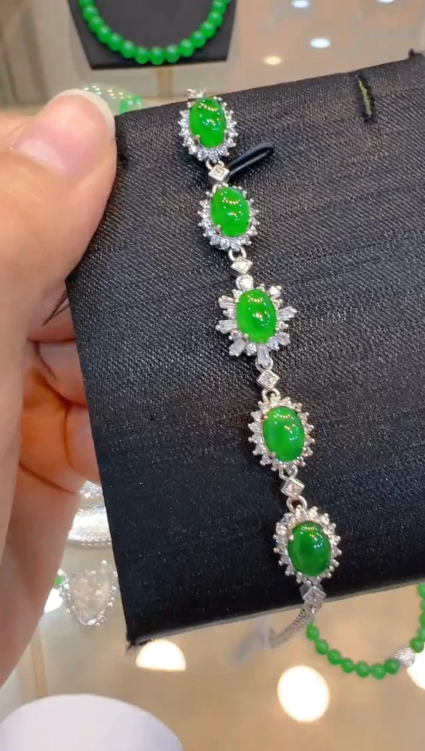 银S925镶嵌手链翡翠多样性团购发一件
