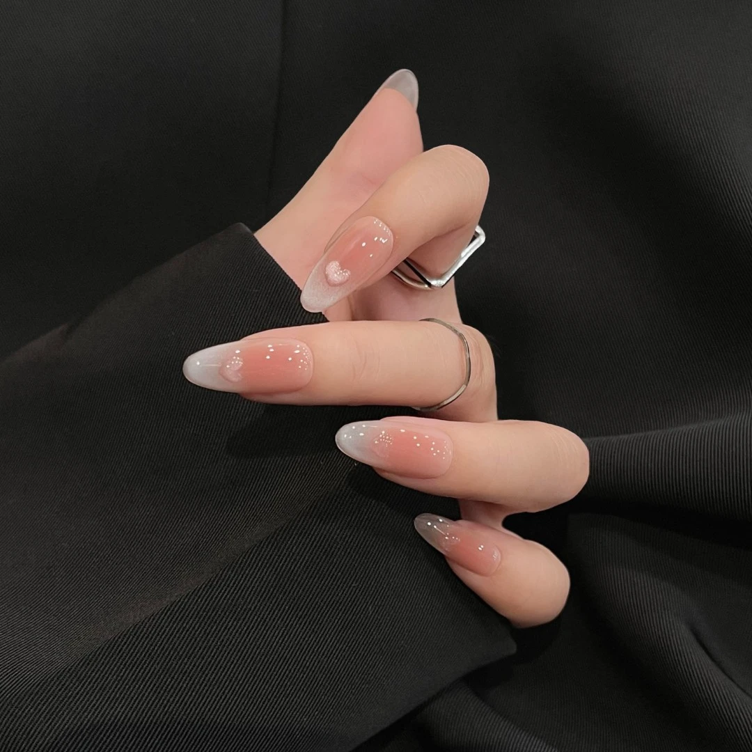 【甜蜜暴击】X_bg Nail小鼻嘎显白温柔腮红立体爱心婚甲指尖猫眼