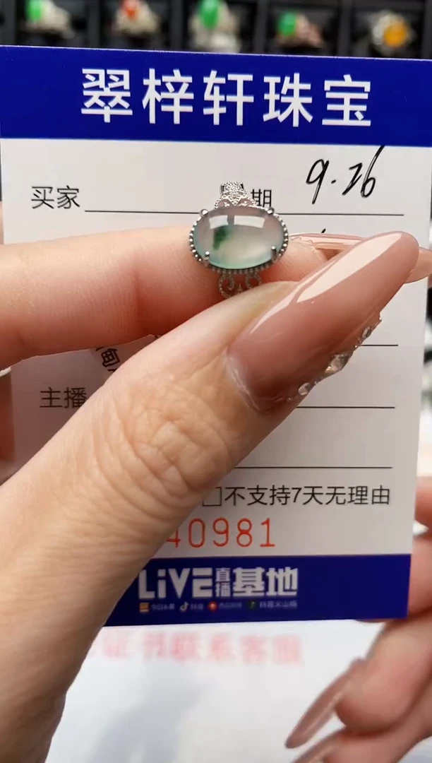 银S925镶嵌戒指翡翠0981
