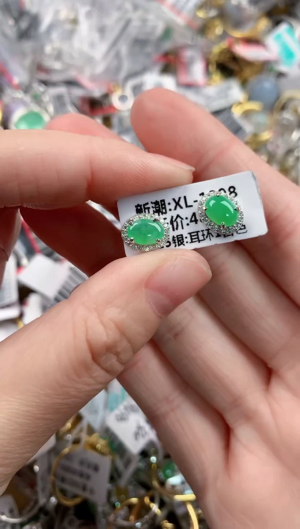 银S925镶嵌戒指翡翠141414---8