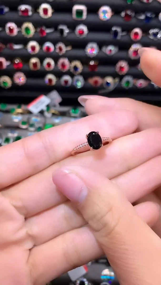 【闪购商品】蓝宝石戒指银S925镶嵌山蓝68玫瑰金