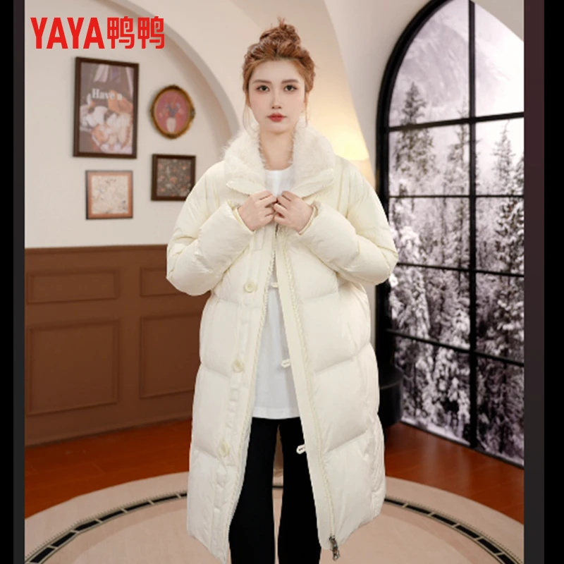 YAYA/鸭鸭鸭鸭长款羽绒服2025冬季新款时尚潮流百搭加厚防风外套