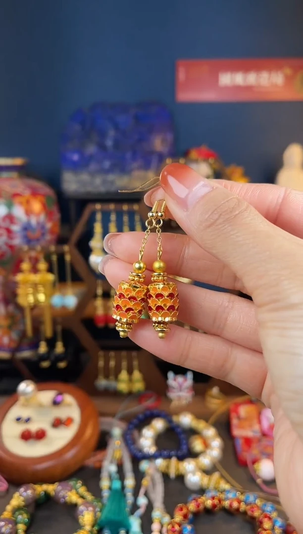 【闪购商品】龙鳞珐琅景泰蓝耳钩