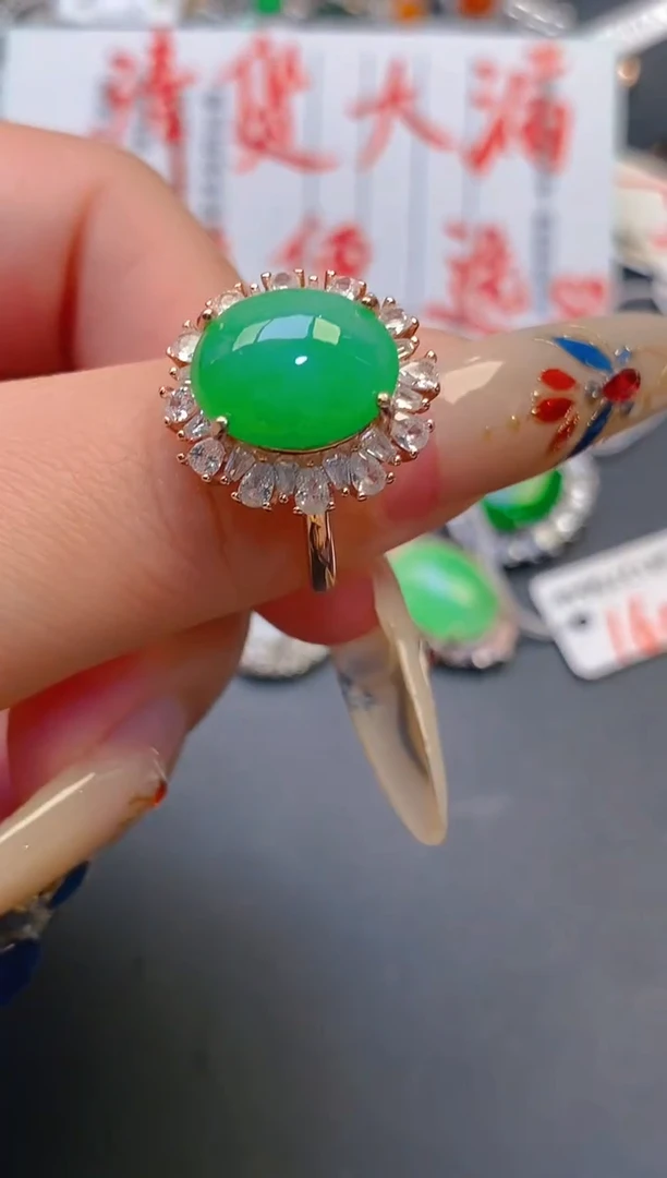 【闪购商品】翡翠耳饰银S925镶嵌天然A货翡翠1