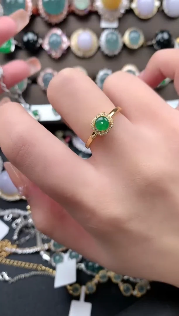 【闪购商品】翡翠戒指银S925镶嵌52141