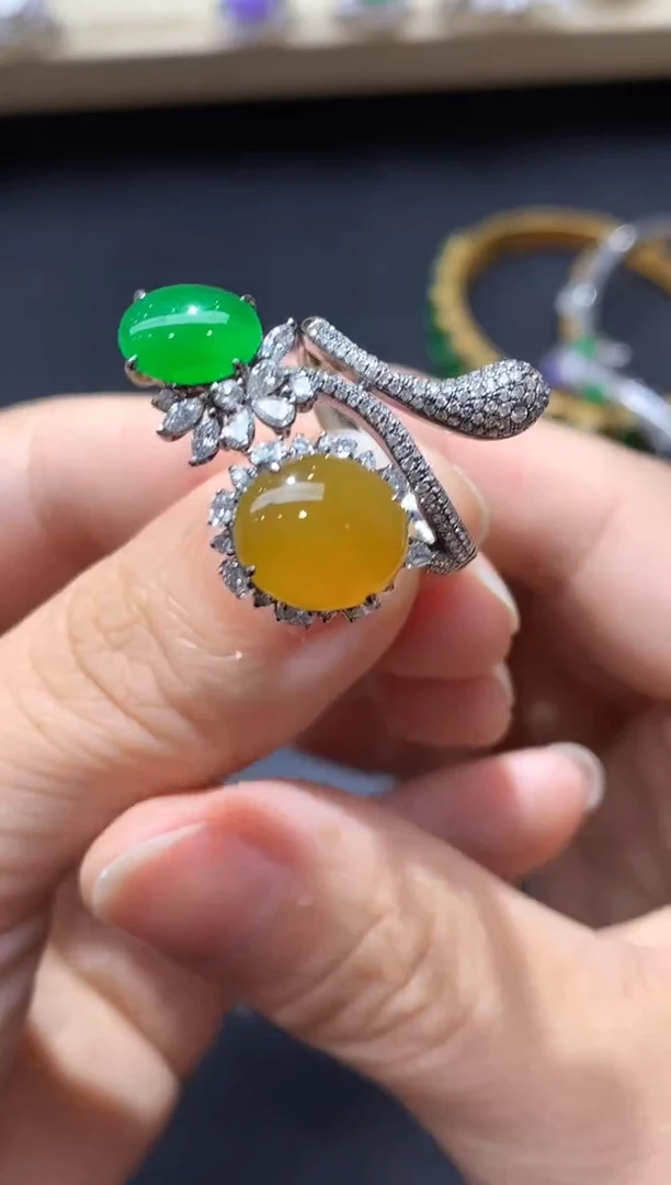 18K金镶嵌戒指翡翠644-中国好珍宝