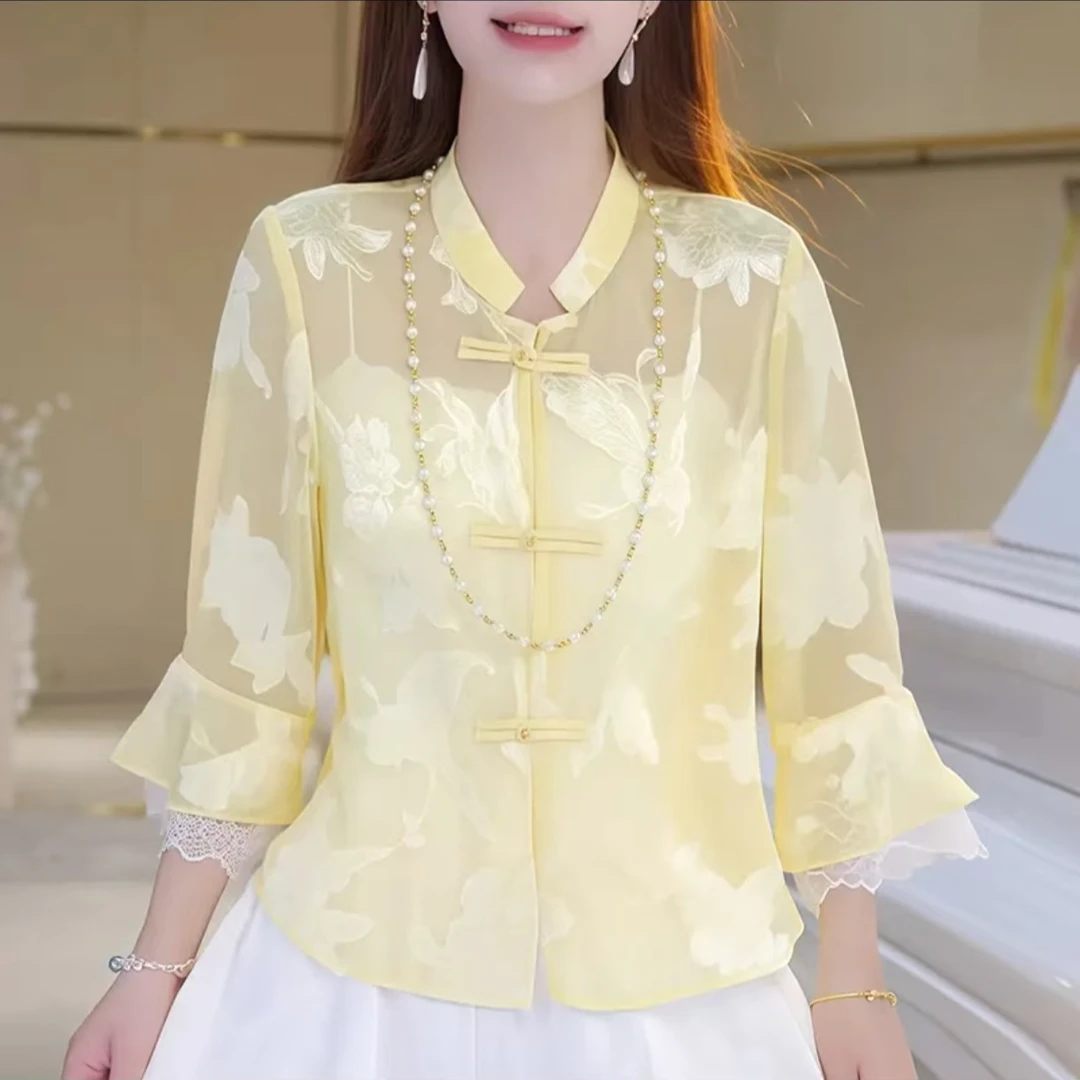 新中式防晒衬衫国风盘扣显瘦气质8253