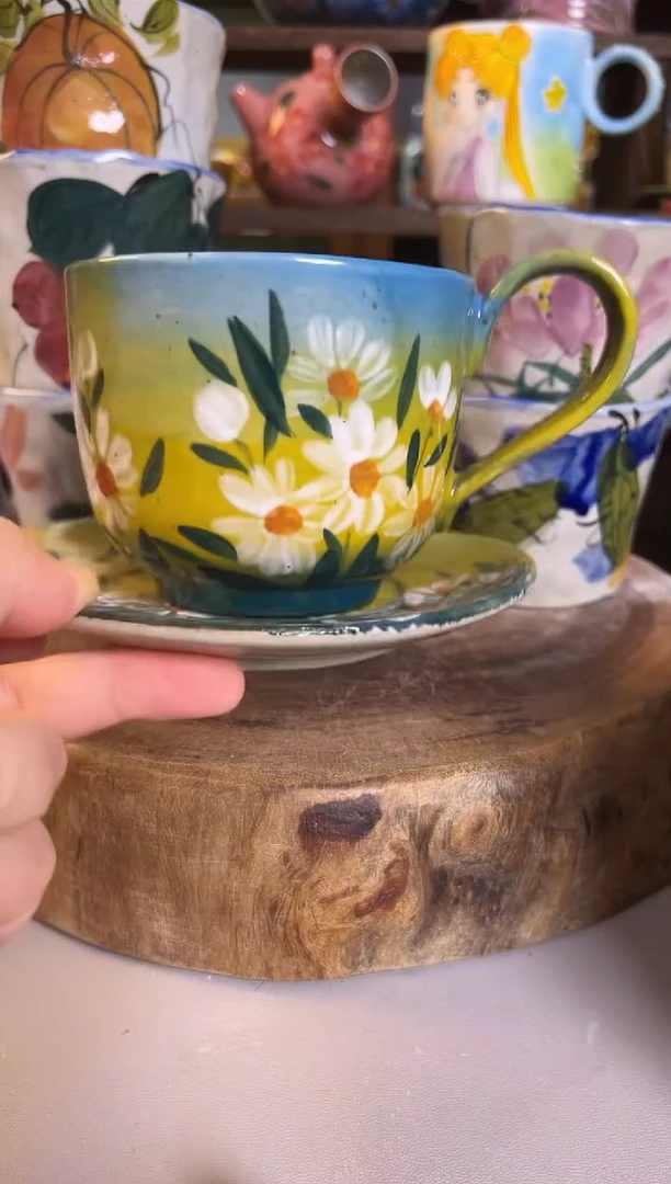 杯子手绘高温釉下陶瓷