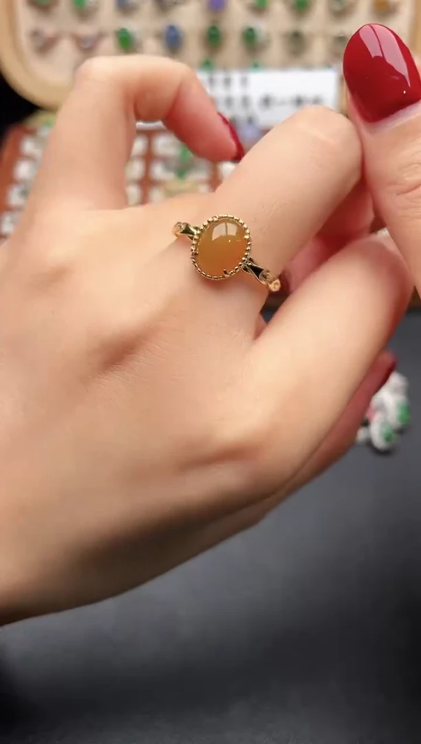 银S925镶嵌戒指翡翠一物一证一礼盒