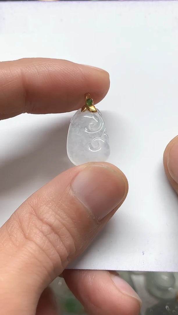 【闪购商品】翡翠颈饰18K金镶嵌天然缅甸A货翡翠吊坠