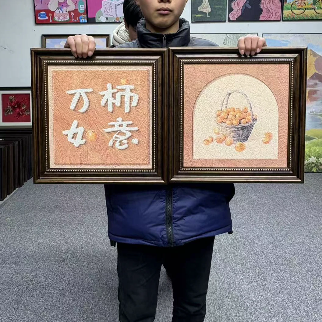 柿柿如意餐厅装饰画艺术法式客厅玄关挂画壁画4040