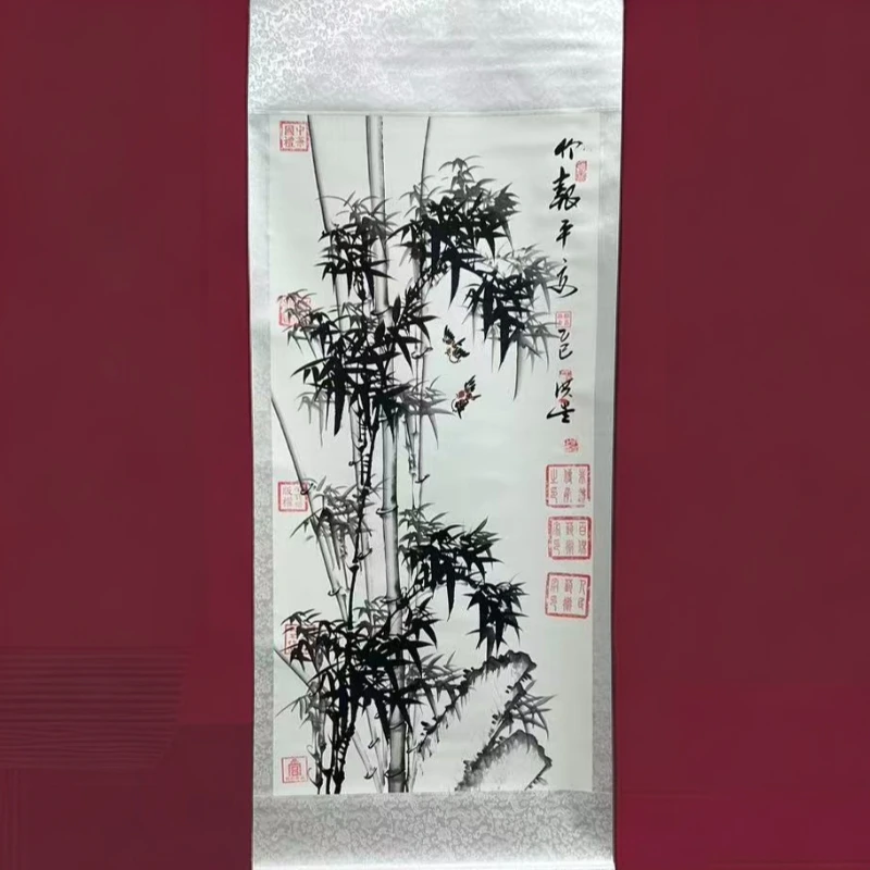 手绘国画王洪星-竹报平安-精品卷轴，70CM乘以170CM配证书