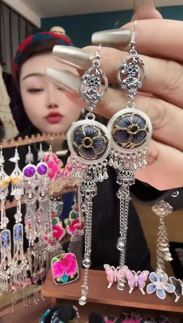 刺绣纯手工民族风刺绣耳环