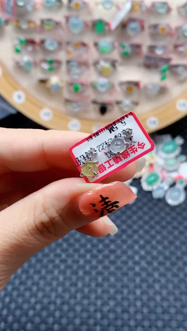 银S925镶嵌戒指翡翠天然A货缅甸翡翠