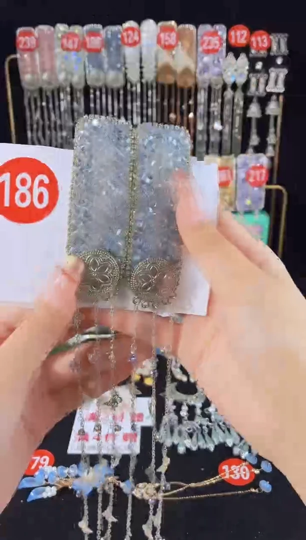 仿水晶铜合金186原创手工发夹一对