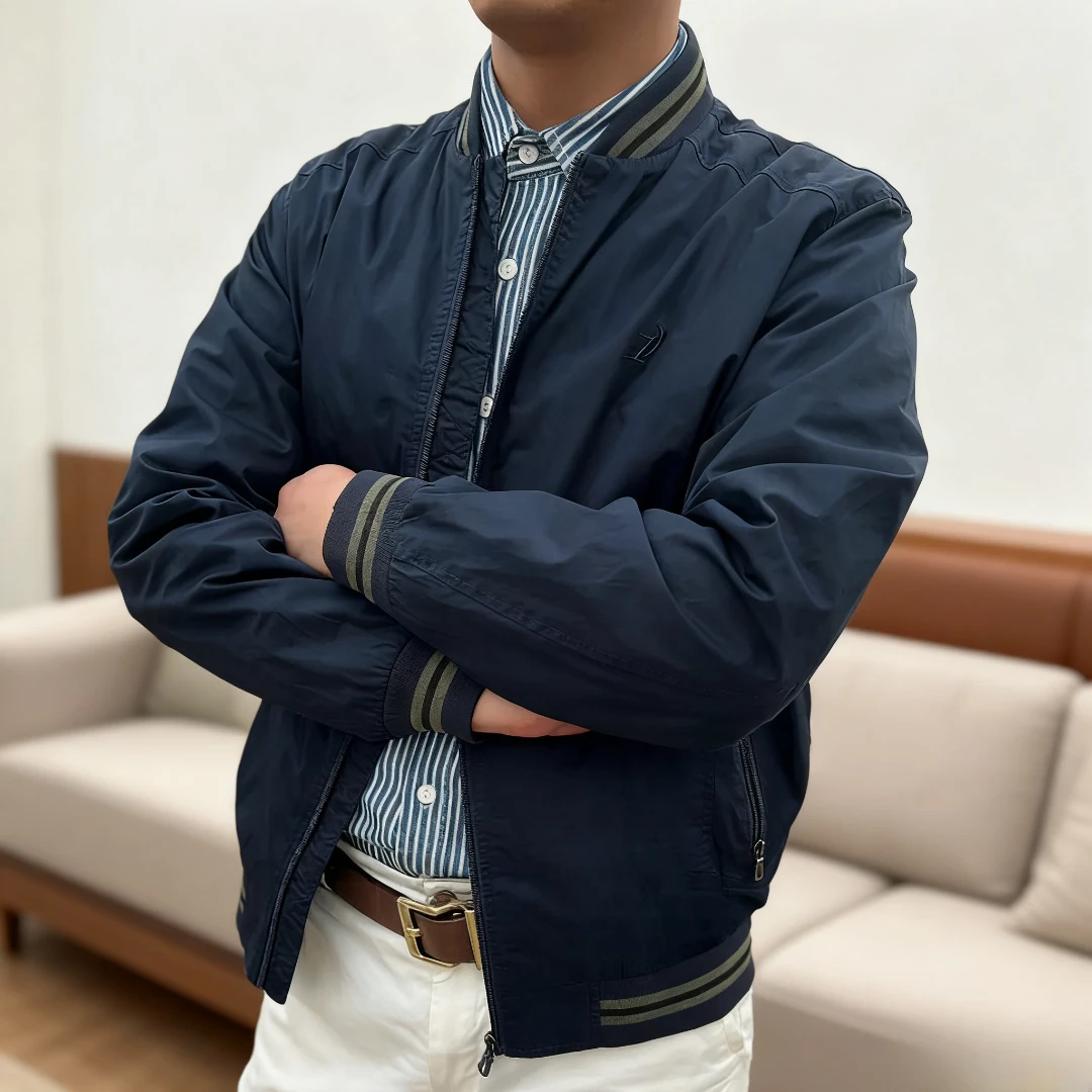 正品春秋棒球服夹克男士商务休闲加大码外套中青年胖子百搭春季