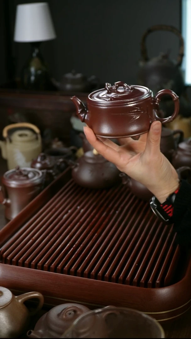 茶壶紫砂李*鉴一捆竹天青泥