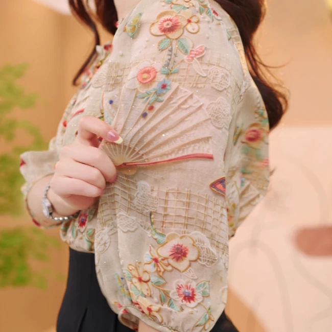 青二号2025新款新中式国风设计感气质小衫M681-静静