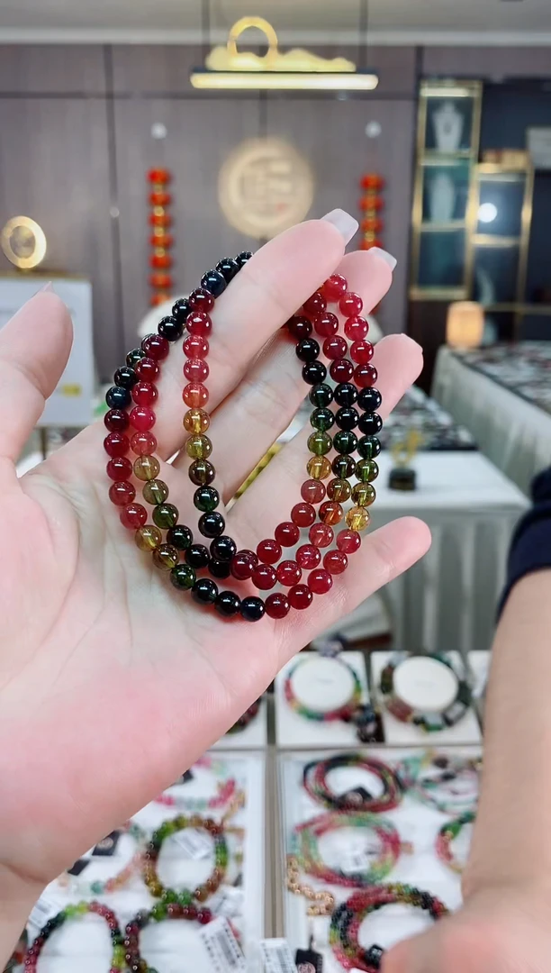 【闪购商品】碧玺三圈手串5.6mm+未镶嵌（多样性发一条）hon