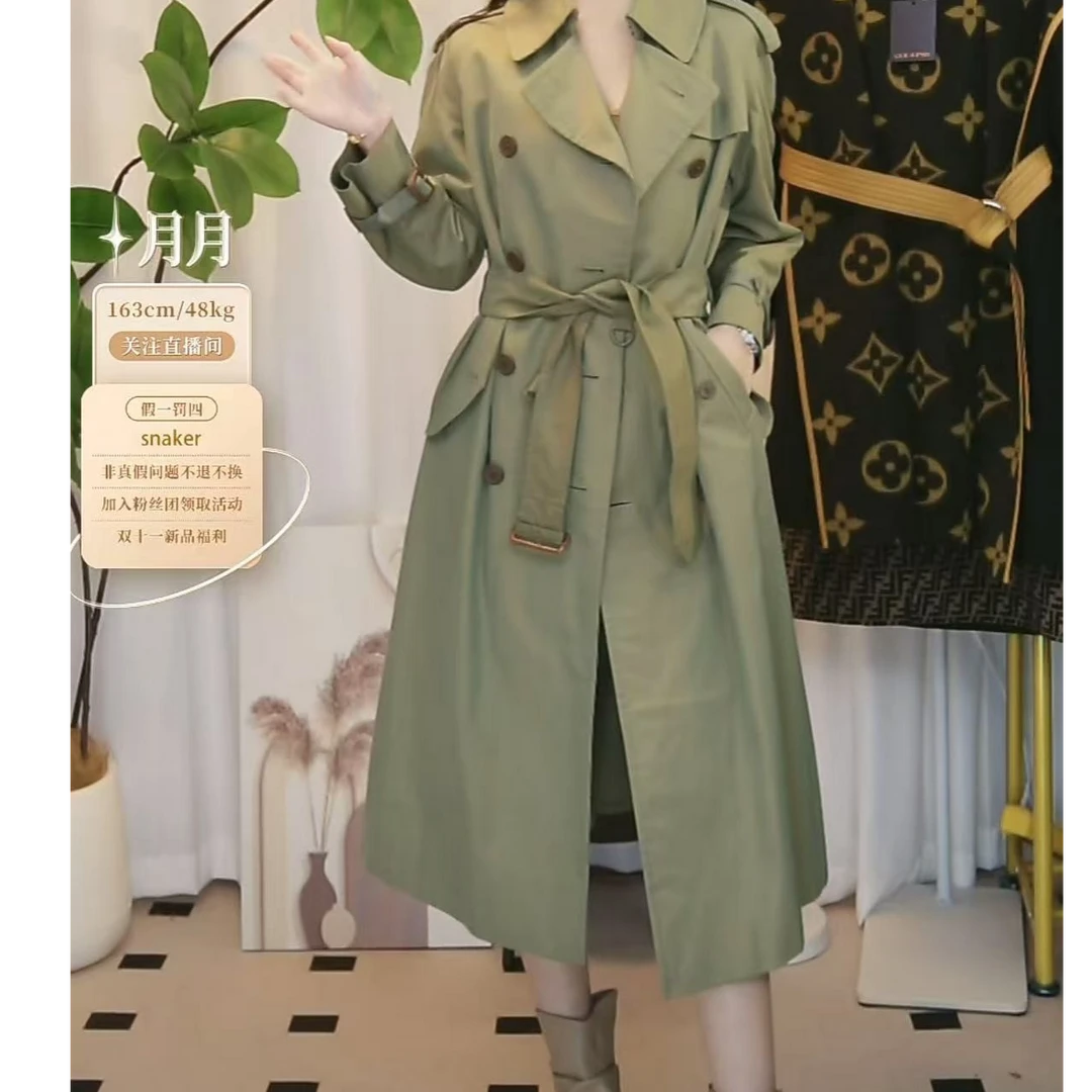 95新 BURBERRY/博柏利 巴宝莉长款双排扣风衣/FY0142