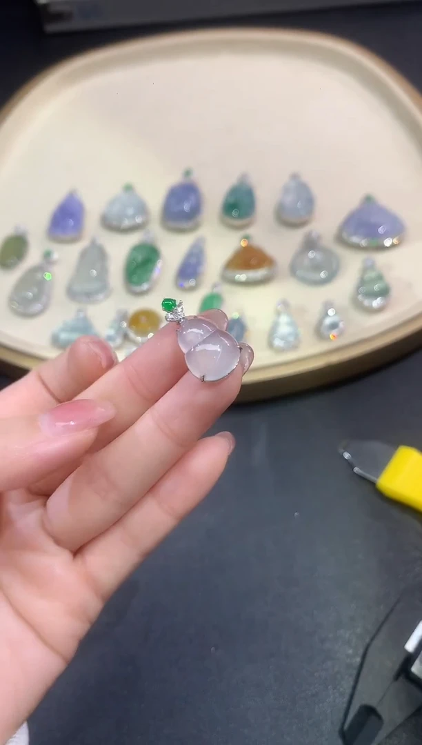 吊坠(不含链)18K金镶嵌翡翠A535|4800