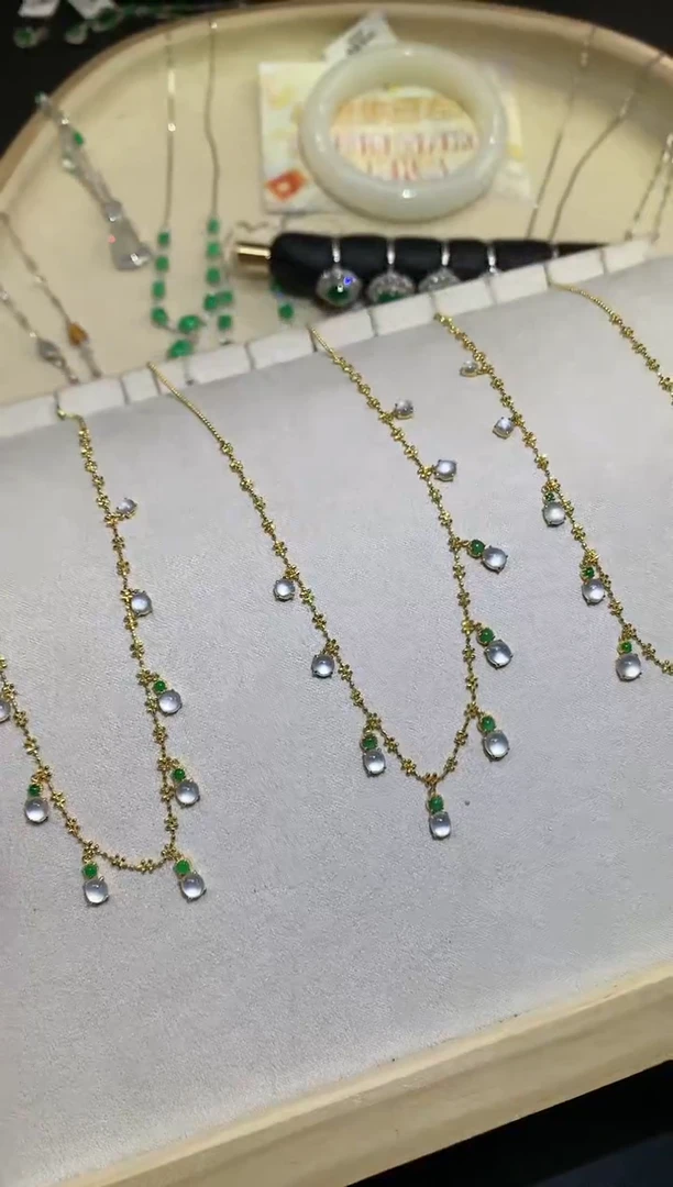 翡翠18K金镶嵌套链套链多样性发其一A128|