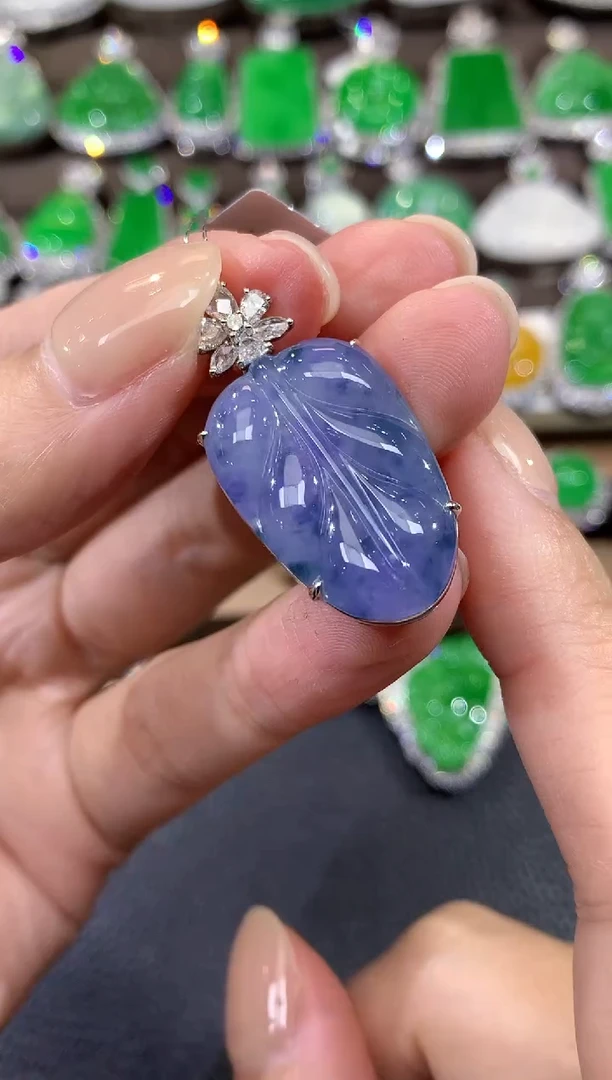 吊坠(不含链)18K金镶嵌翡翠C86  紫货有一定色差