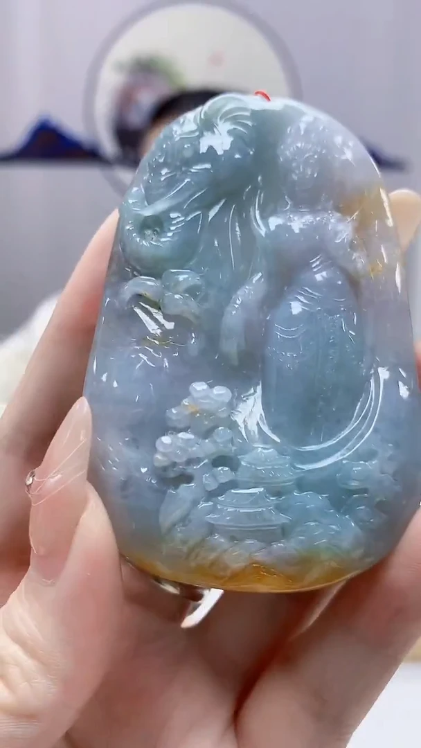 未镶嵌定制翡翠4852DD-毛货挂件17