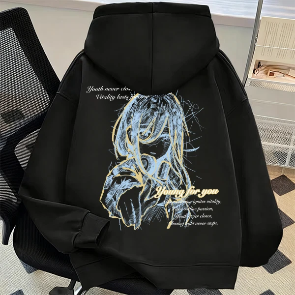 重磅500克纯棉五等分的花嫁动漫印花连帽卫衣休闲痞帅嘻哈复古风