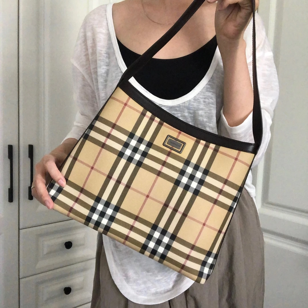 95新 BURBERRY/博柏利 XM/格纹手提单肩腋下托特包/JJ01803827