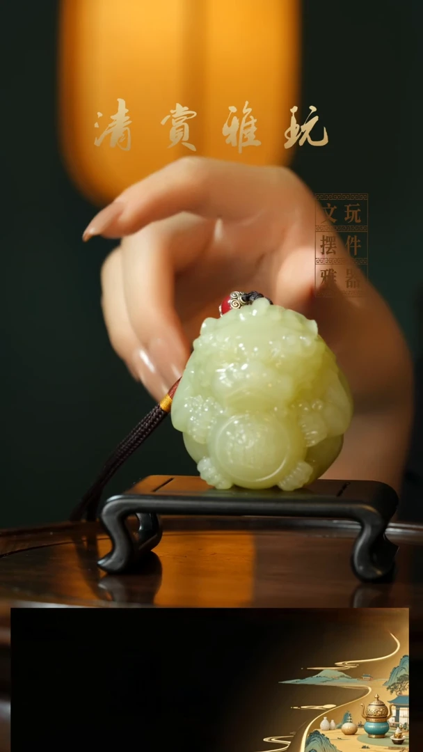 玉《貔貅抱球》手把件摆件