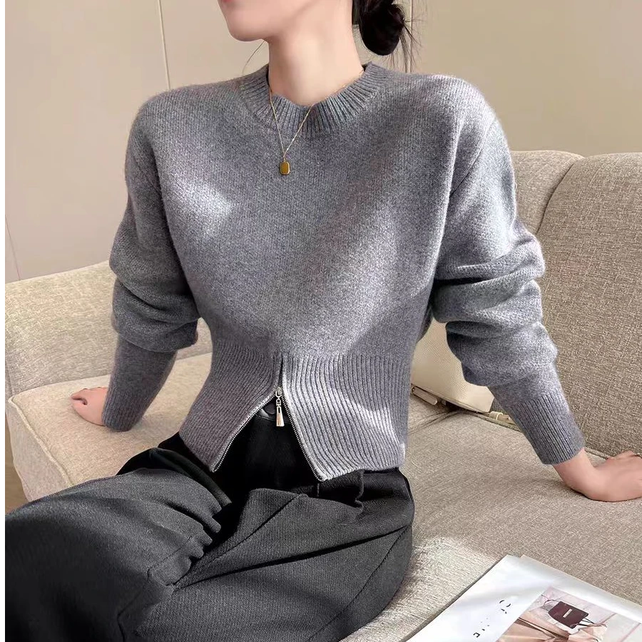 圆领加厚针织毛衣女秋季新款时尚洋气减龄上衣#2706