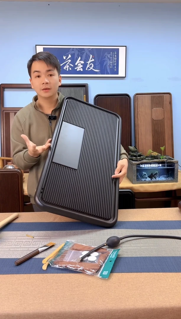 【闪购商品】凌龙黑色款式茶盘80*40*4