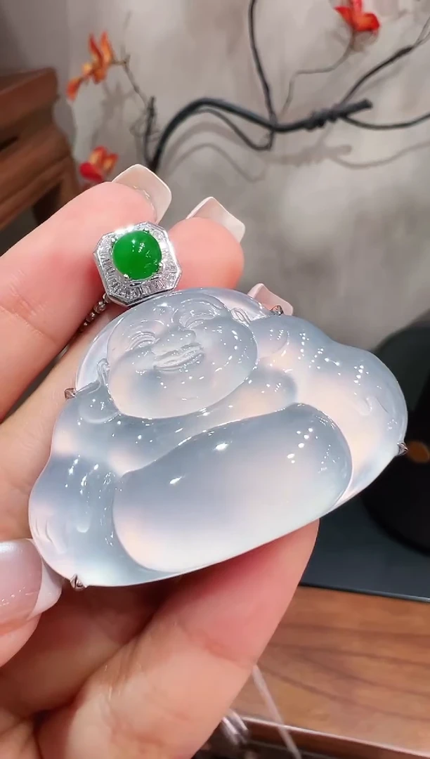 吊坠(不含链)18K金镶嵌翡翠翡翠