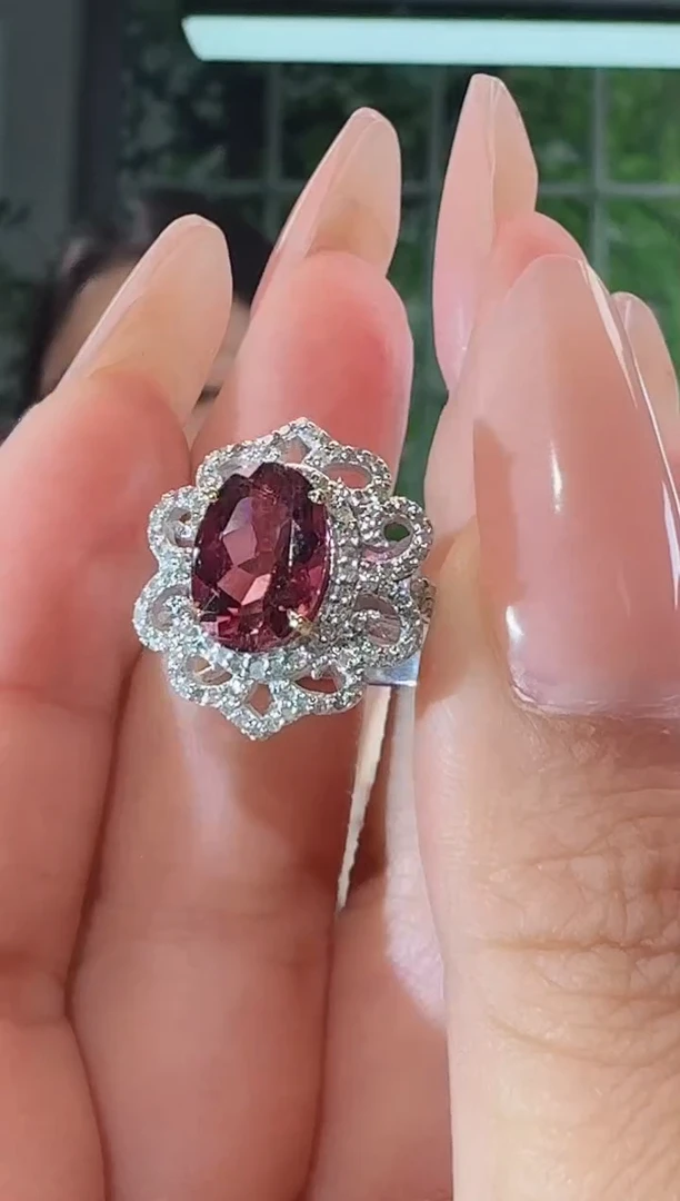 银S925镶嵌戒指碧玺戒指