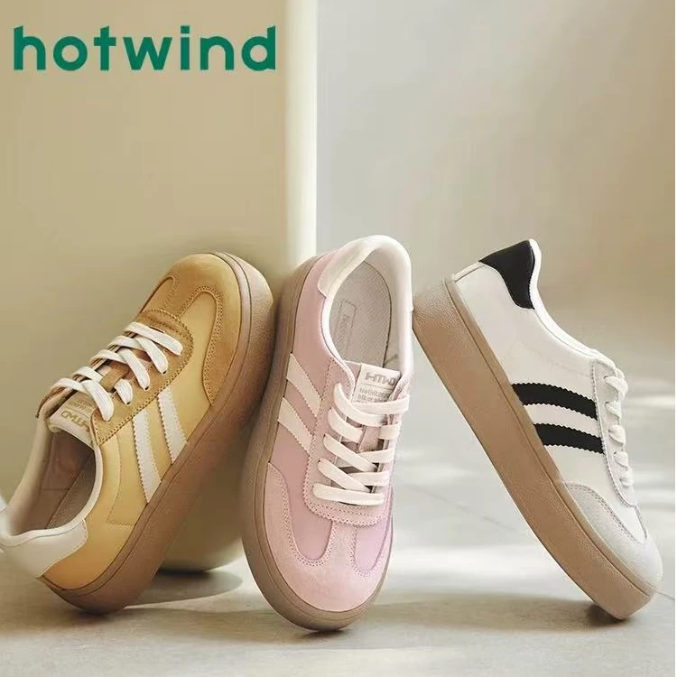 【流光风】热风2025年春季新款女士时尚百搭厚底德训鞋H14W25112