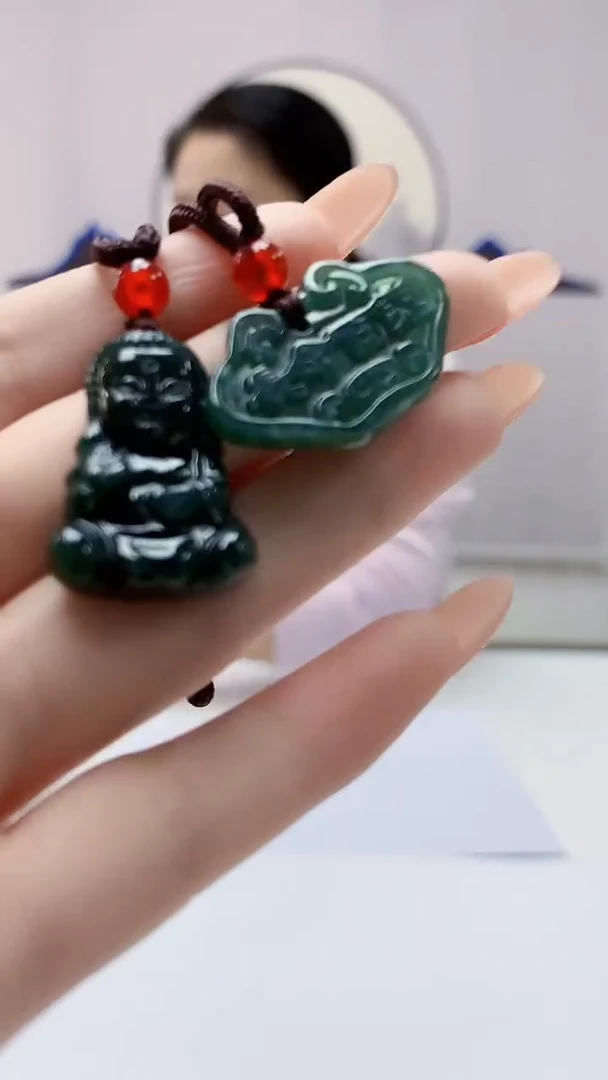 【闪购商品】翡翠颈饰未镶嵌4902DD-JJ挂件一对133