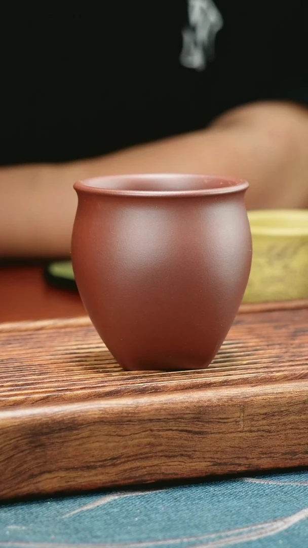 茶杯紫砂紫泥天圆地方