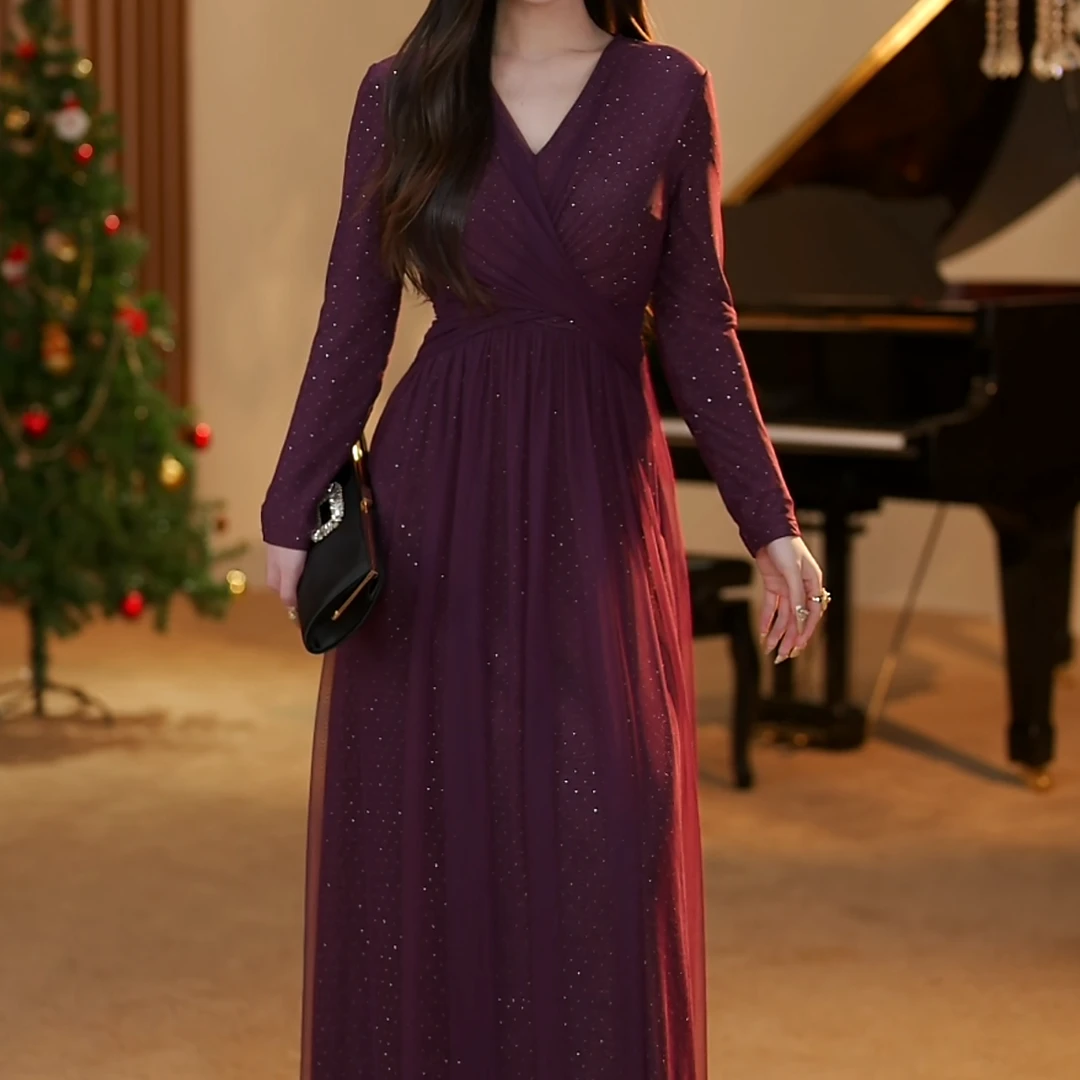 【静铉】潘多拉之星 法式优雅显瘦收腰气质连衣裙-YL20081