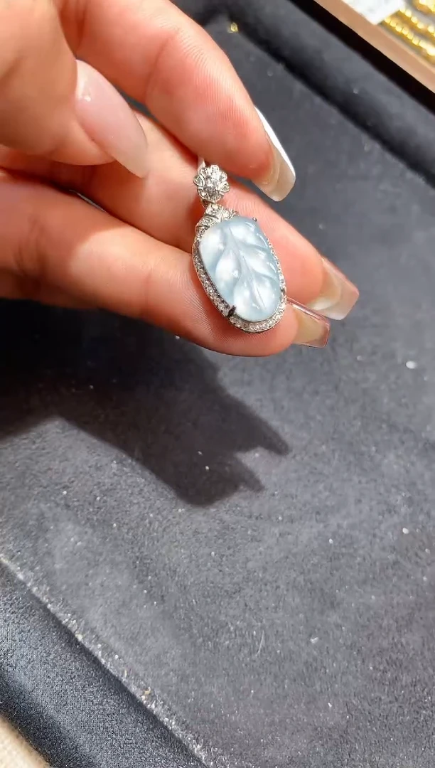 吊坠(不含链)银S925镶嵌翡翠【挽石珠宝】叶子