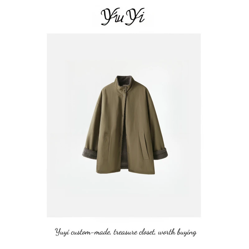 宇熠冬季新款立领拼接撞色派克服外套宽松显瘦休闲百搭棉服