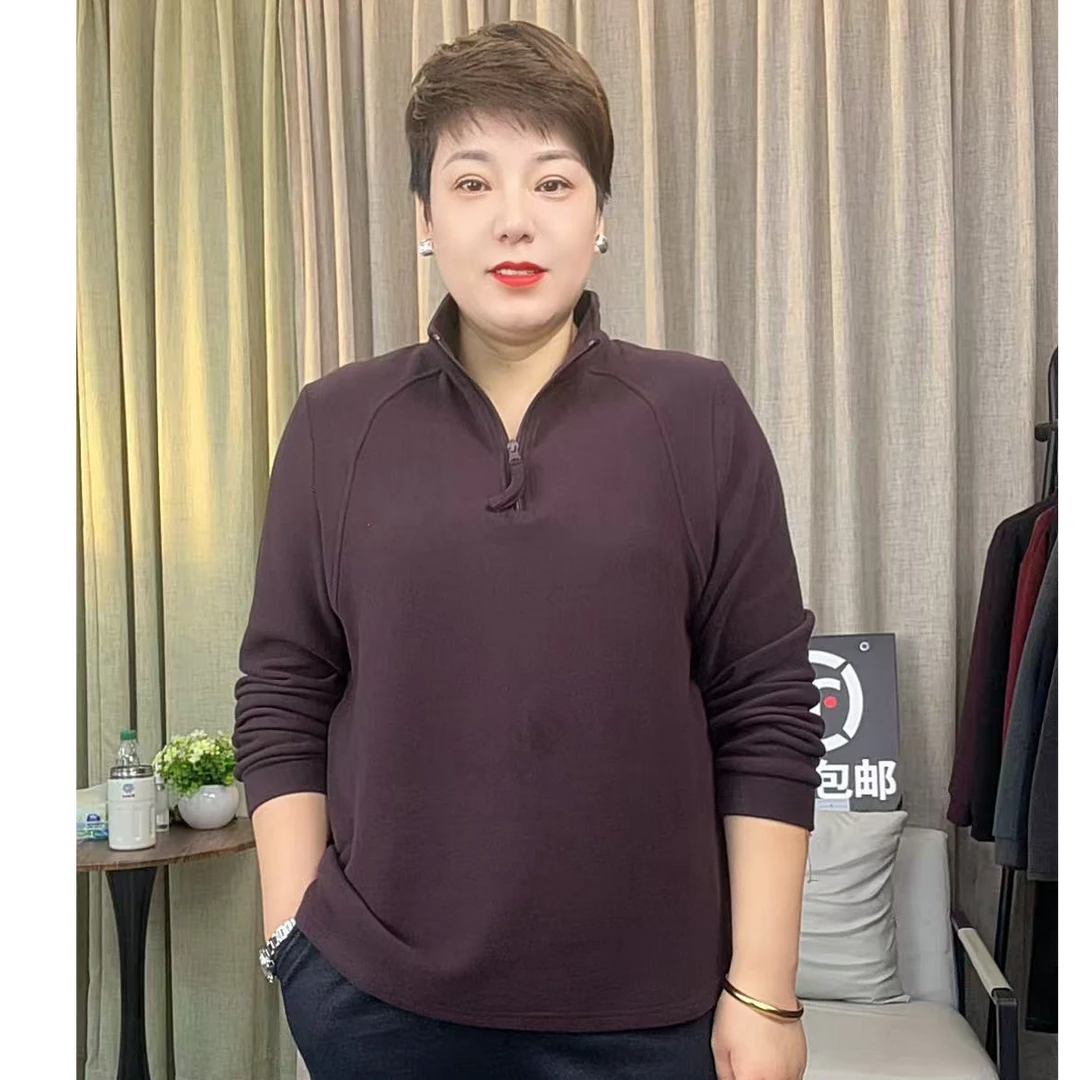 秋冬季新款半拉链双面绒加肥加大版打底衫立领加绒25-905