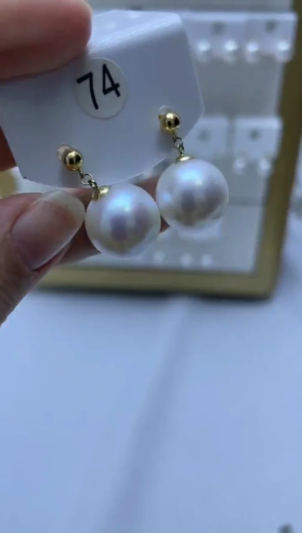 18K金镶嵌耳饰淡水珍珠74